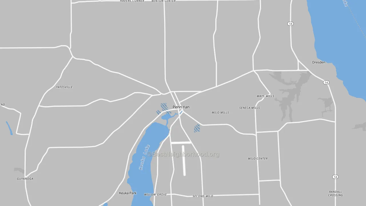 Transit Grade map of Penn Yan, NY