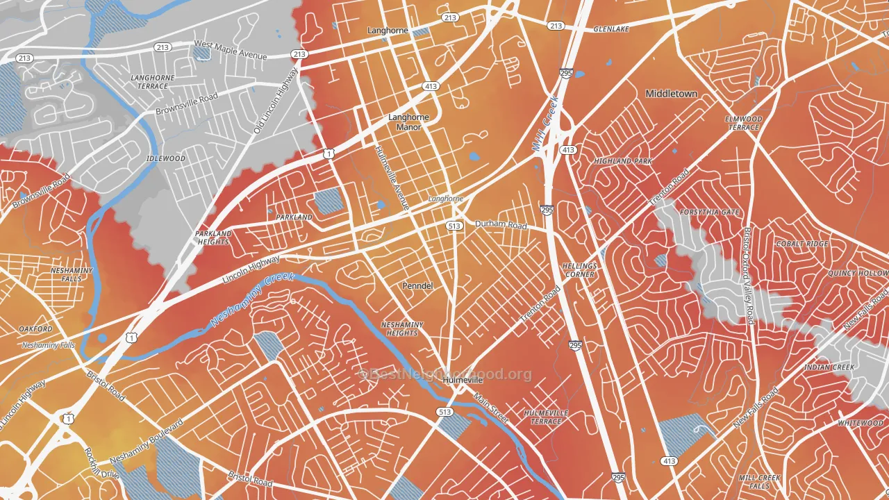 Transit Grade map of Penndel, PA