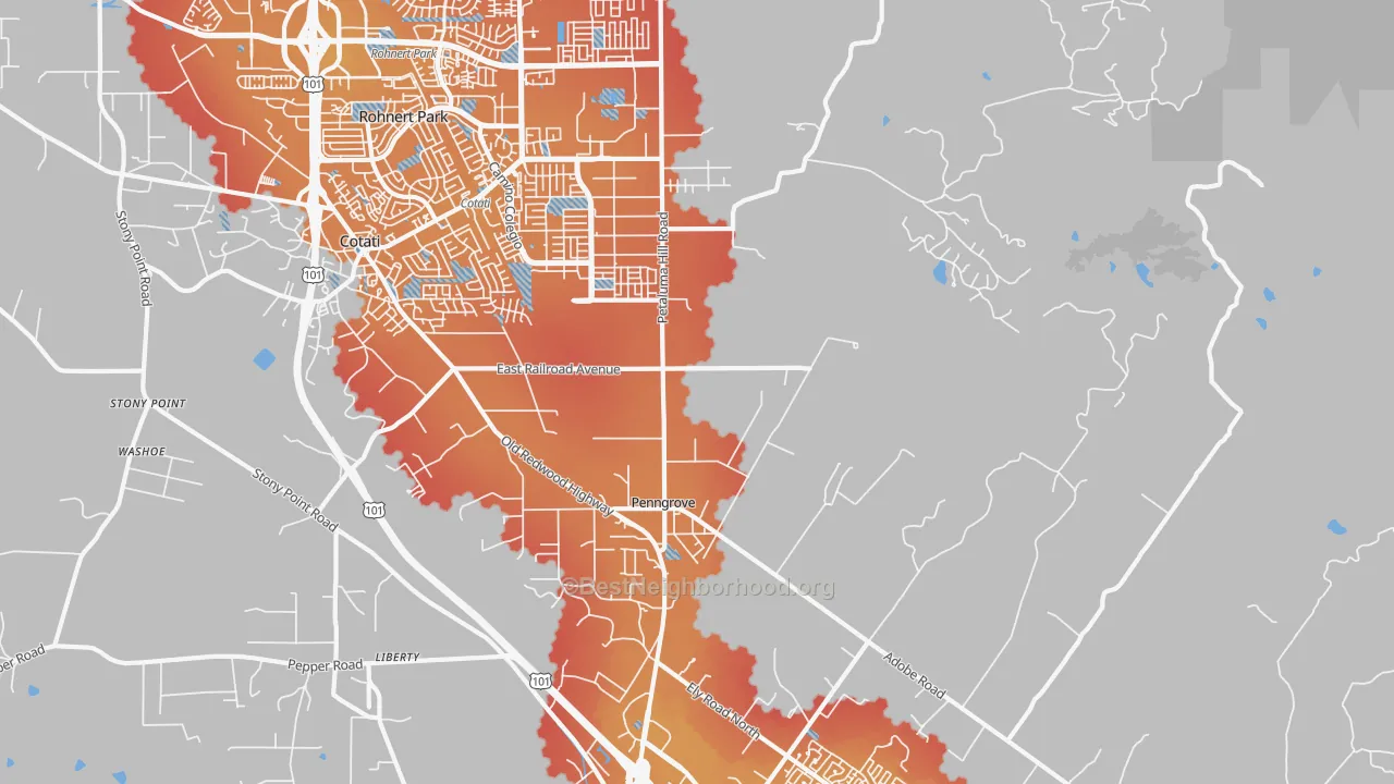 Transit Grade map of Penngrove, CA