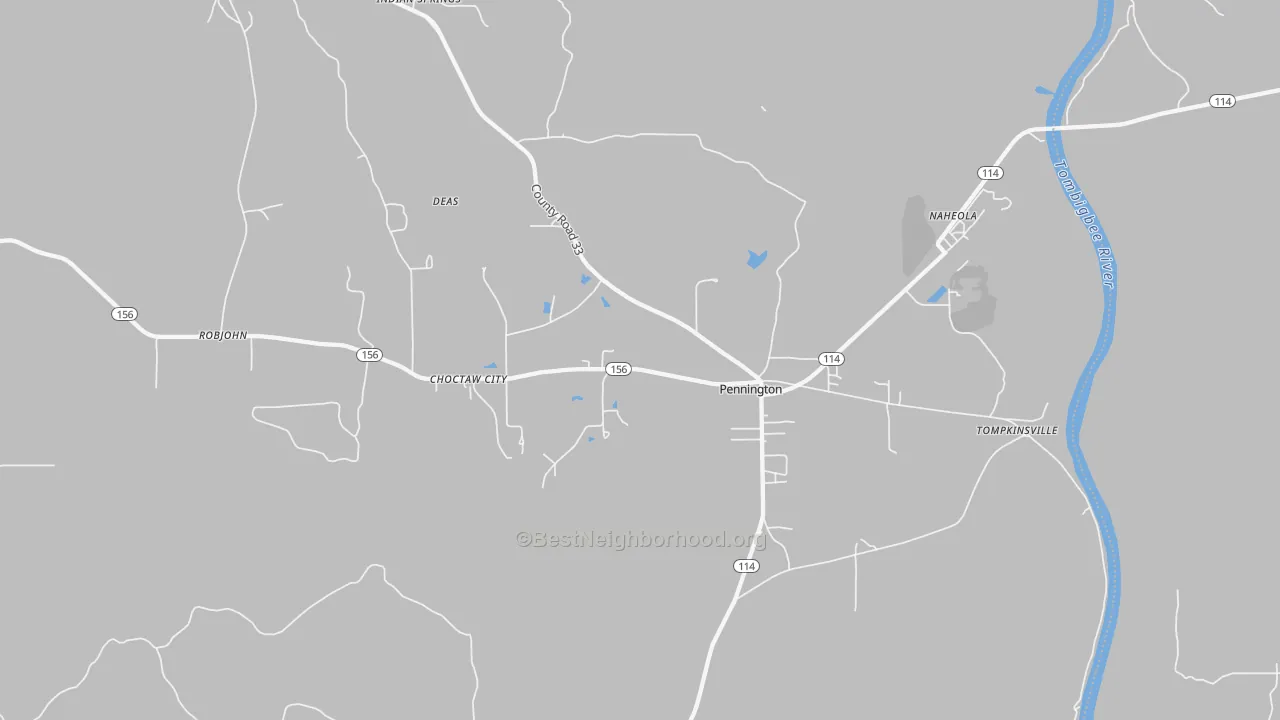 Transit Grade map of Pennington, AL
