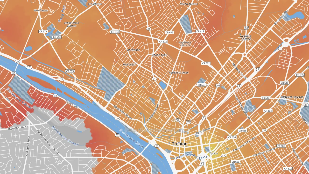 Transit Grade map of Pennington-Prospect, Trenton, NJ