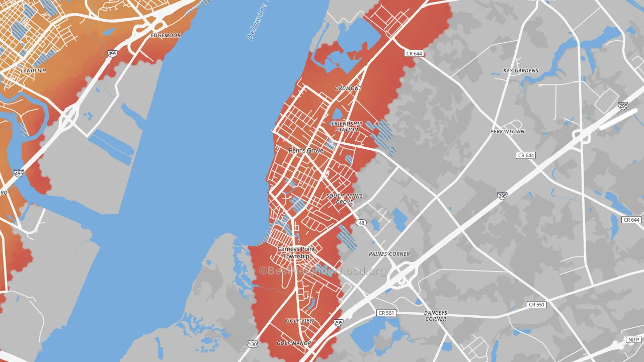 Transit Grade map of Penns Grove, NJ