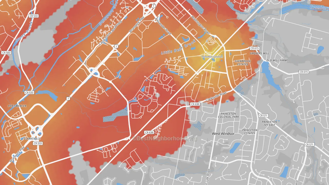 Transit Grade map of Penns Neck, NJ