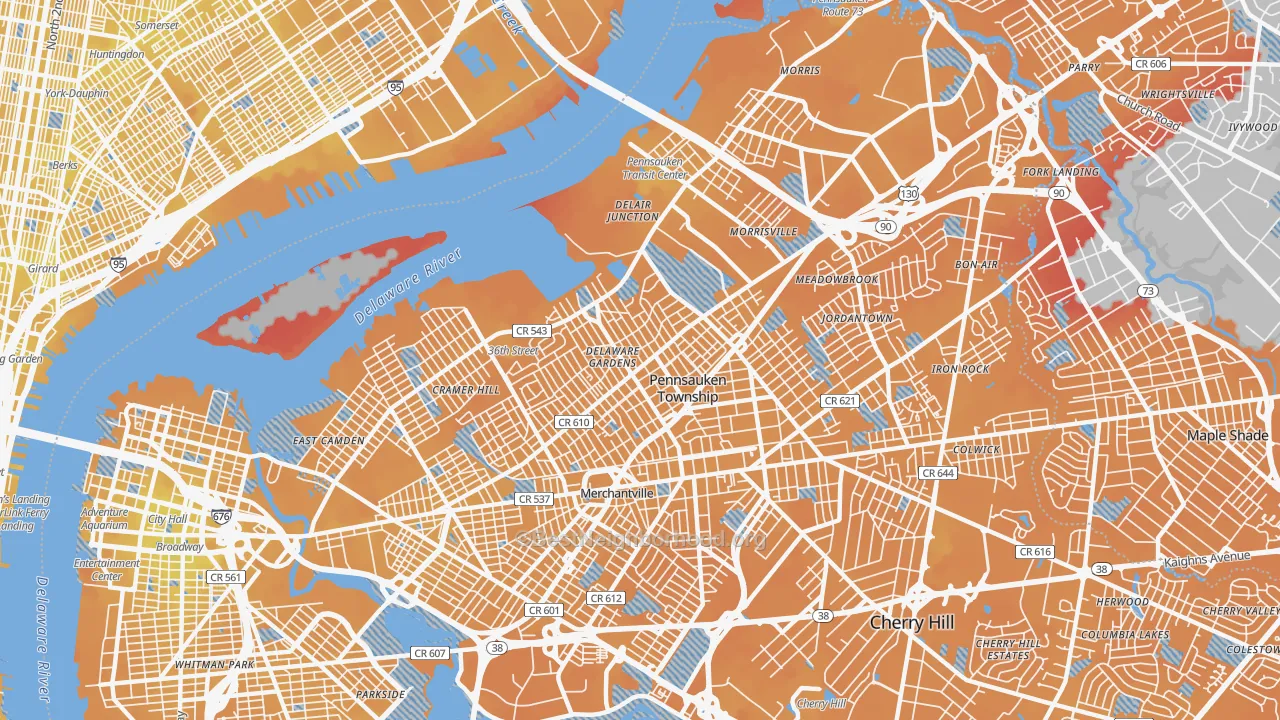 Transit Grade map of Pennsauken, NJ