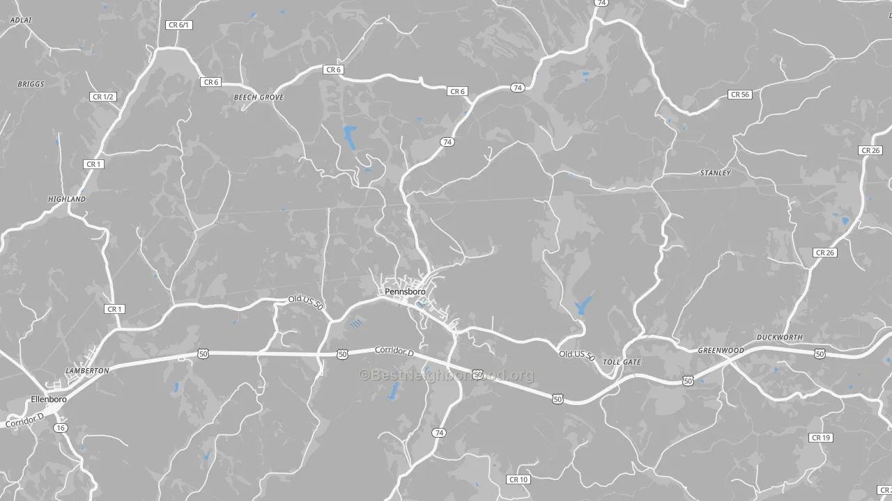 Transit Grade map of Pennsboro, WV