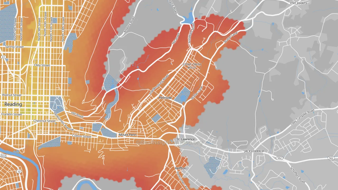 Transit Grade map of Pennside, PA