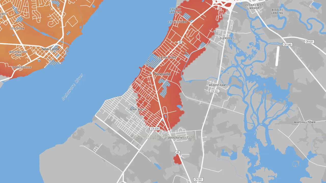 Transit Grade map of Pennsville, NJ