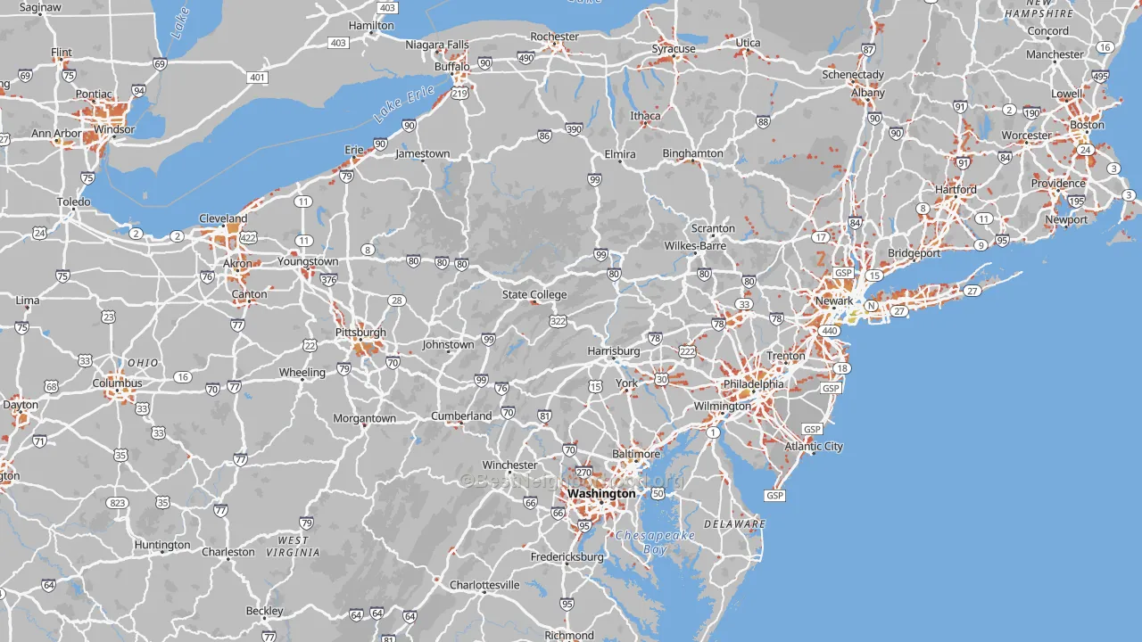 Transit Grade map of Pennsylvania