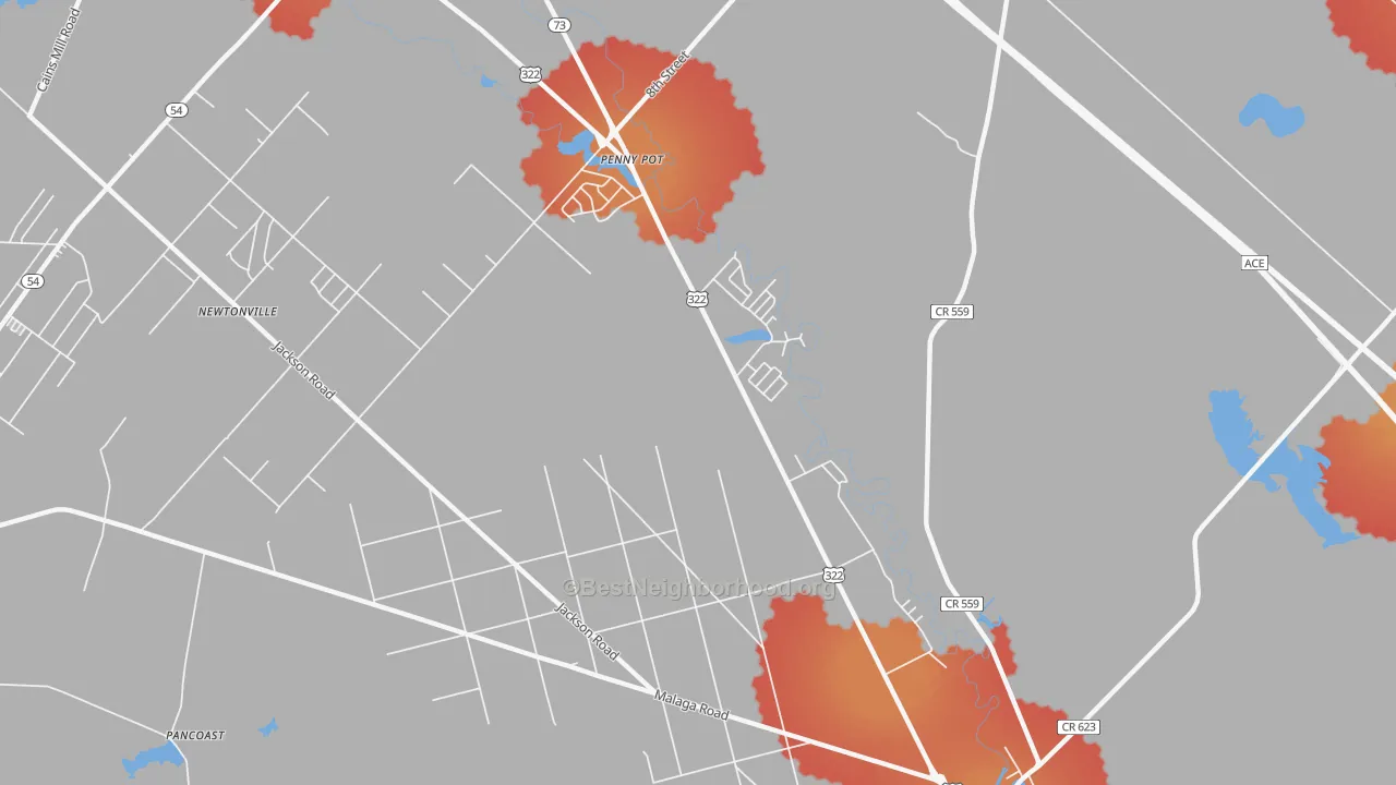 Transit Grade map of Penny Pot, NJ