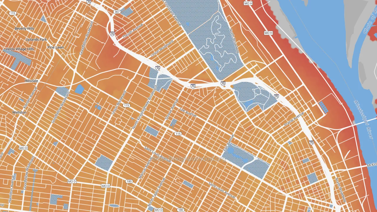 Transit Grade map of Penrose, St. Louis, MO