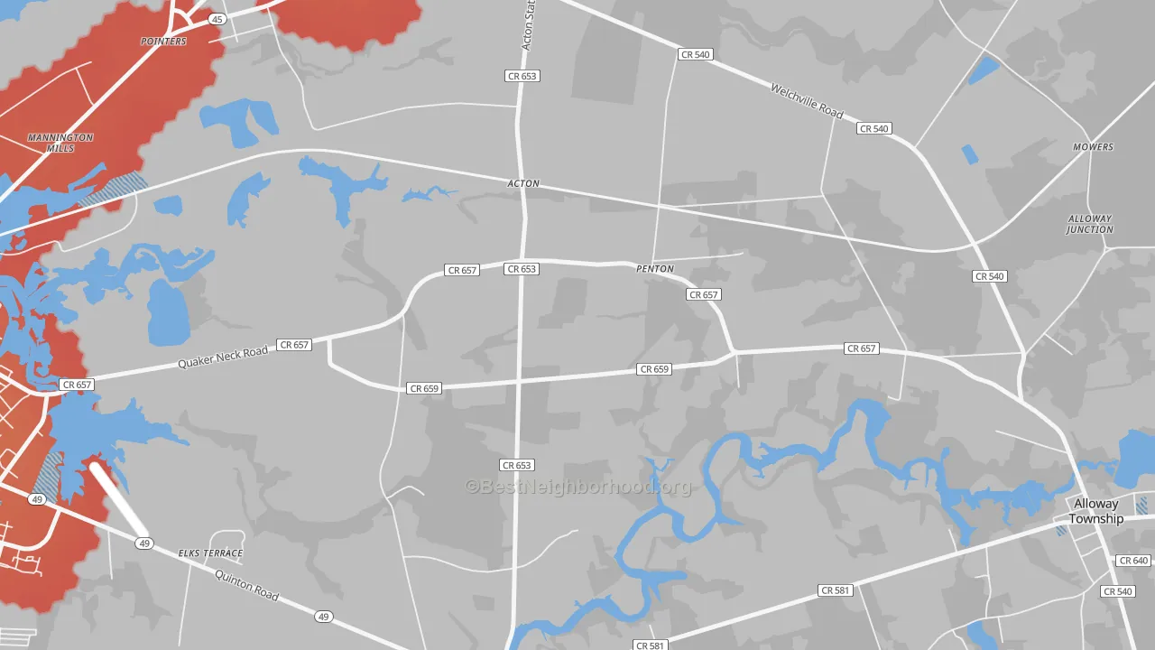 Transit Grade map of Penton, NJ