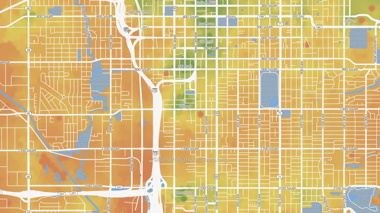 Transit Grade map of People's Freeway, Salt Lake City, UT