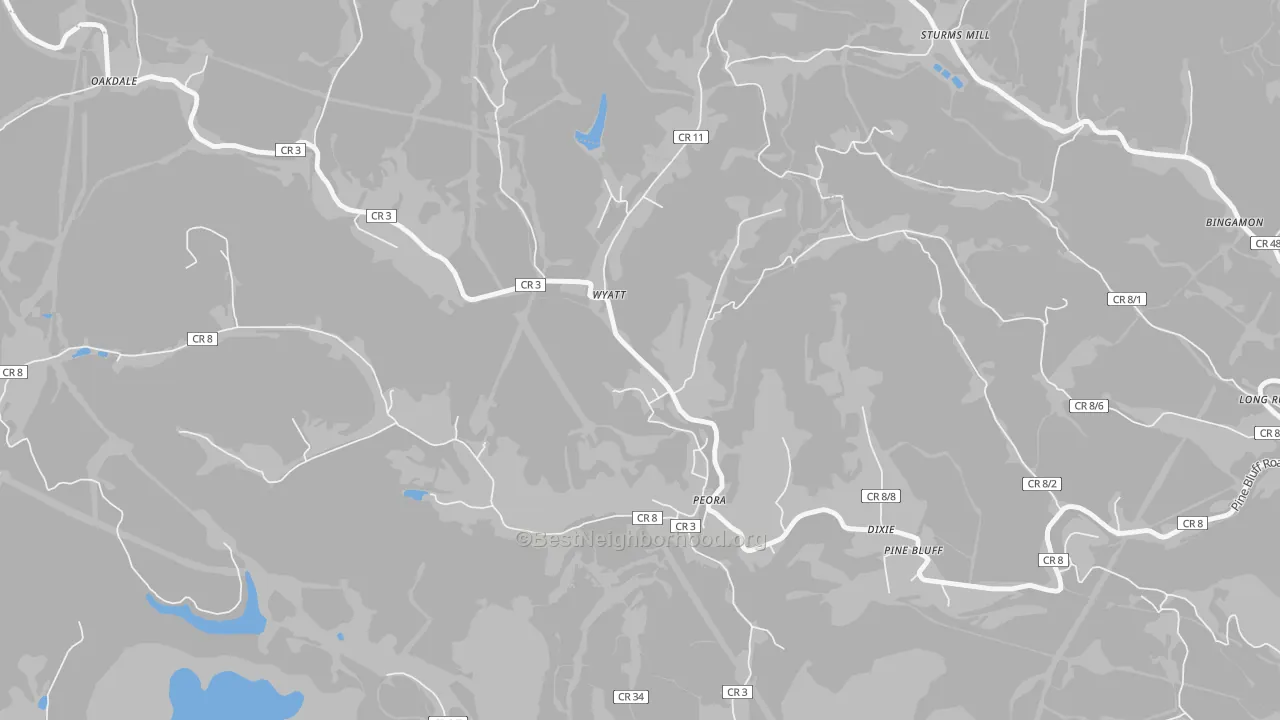 Transit Grade map of Peora, WV