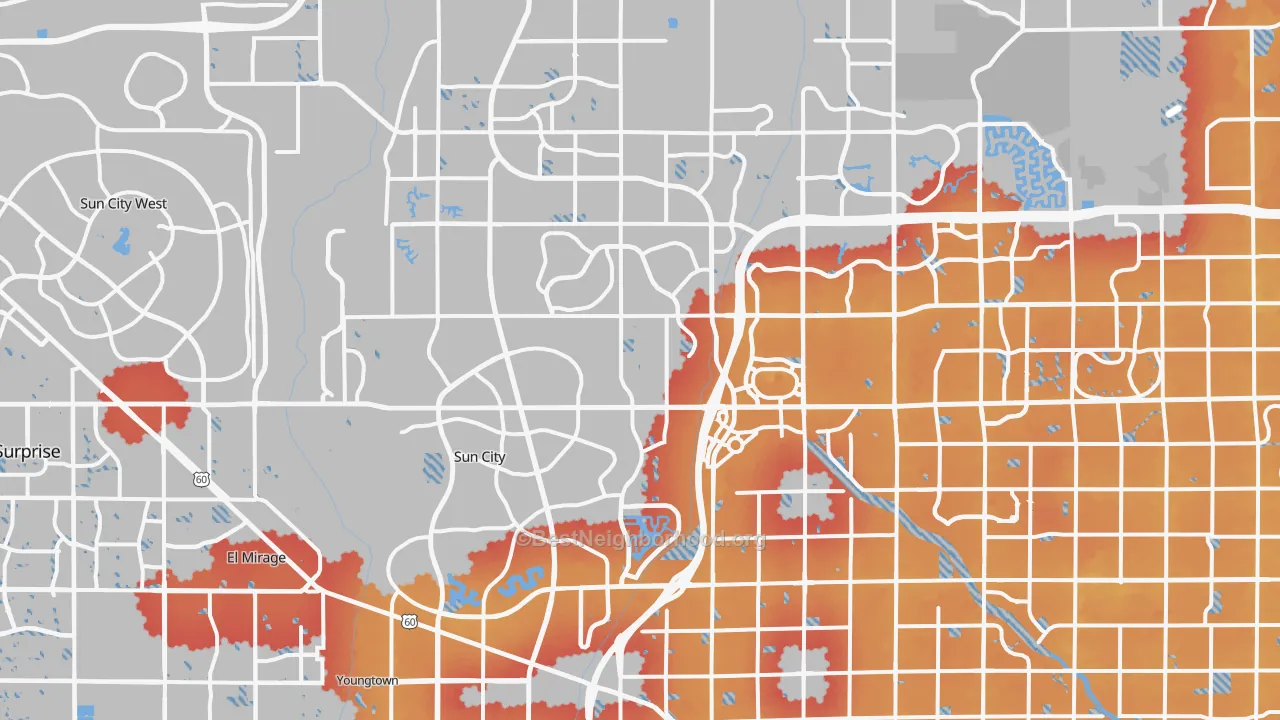 Transit Grade map of Peoria, AZ
