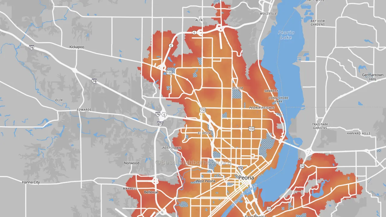 Transit Grade map of Peoria County, IL
