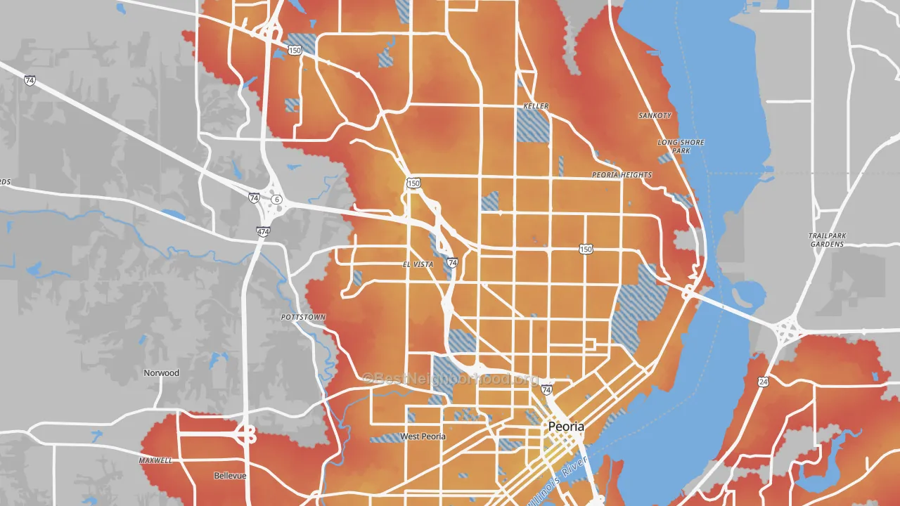Transit Grade map of Peoria, IL