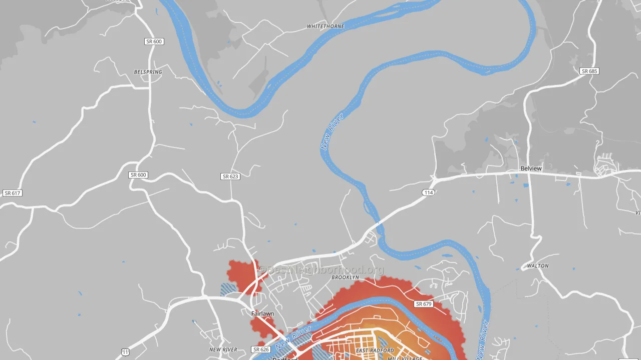 Transit Grade map of Pepper, VA