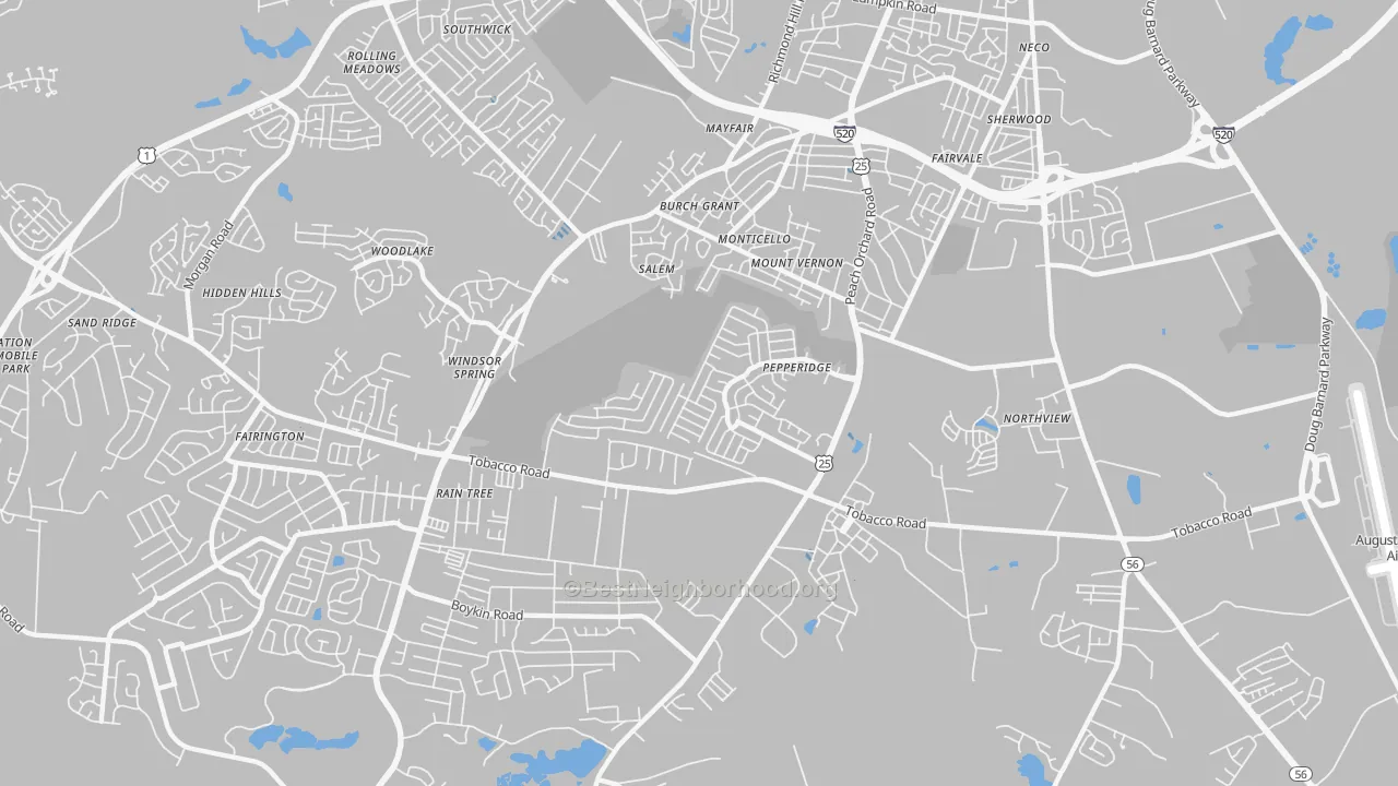 Transit Grade map of Pepperidge, Augusta, GA