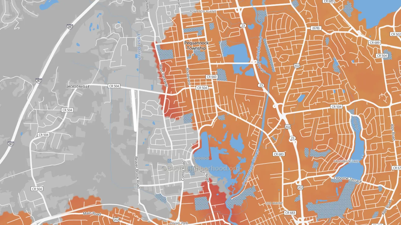 Transit Grade map of Pequannock, NJ