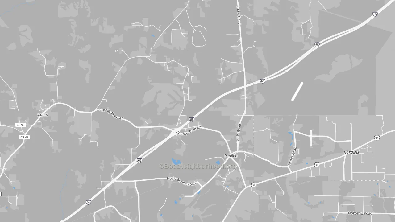 Transit Grade map of Perdido, AL