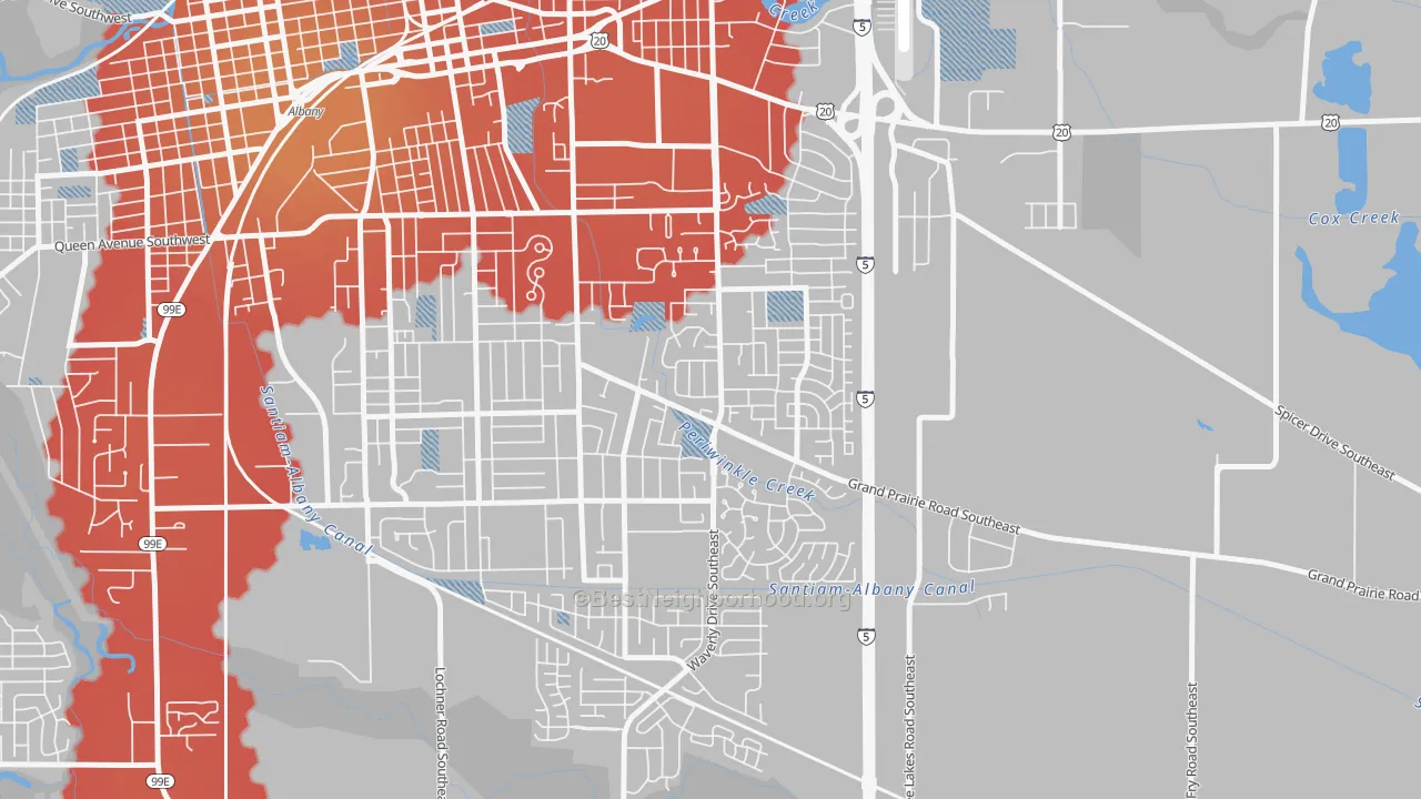 Transit Grade map of Periwinkle, Albany, OR