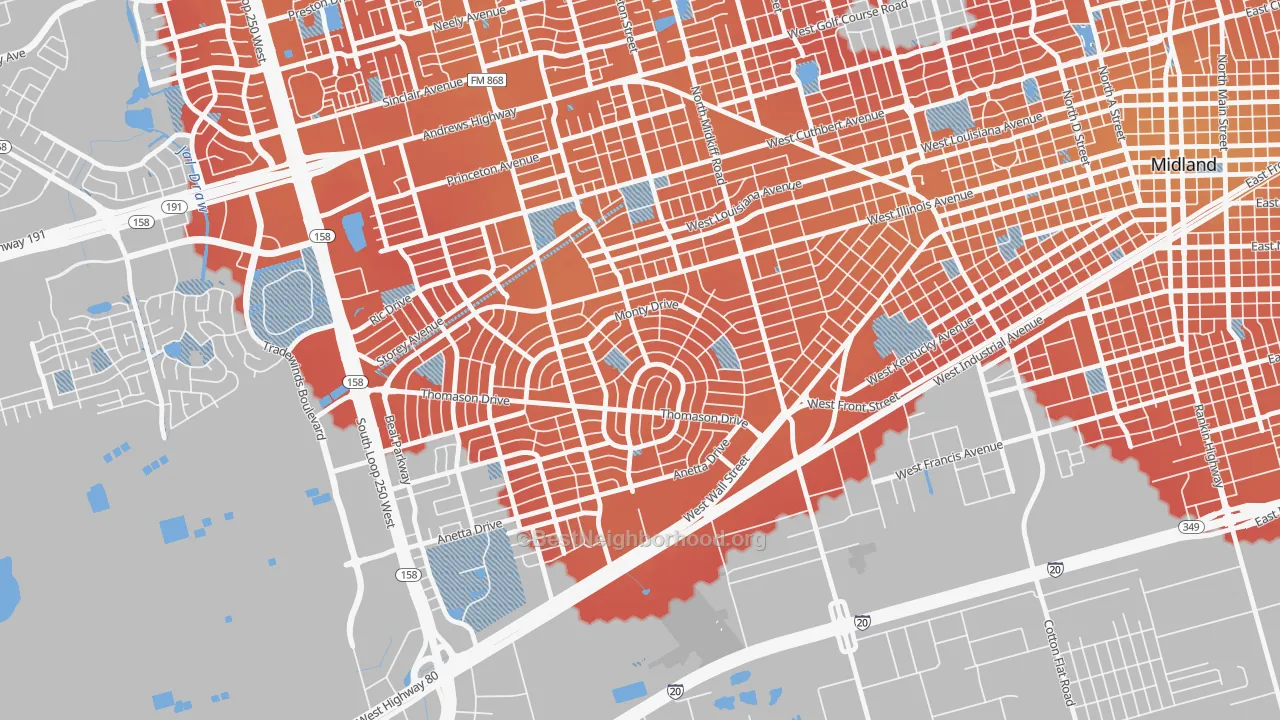 Transit Grade map of Permian Estates, Midland, TX