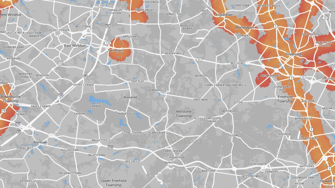 Transit Grade map of Perrineville, NJ