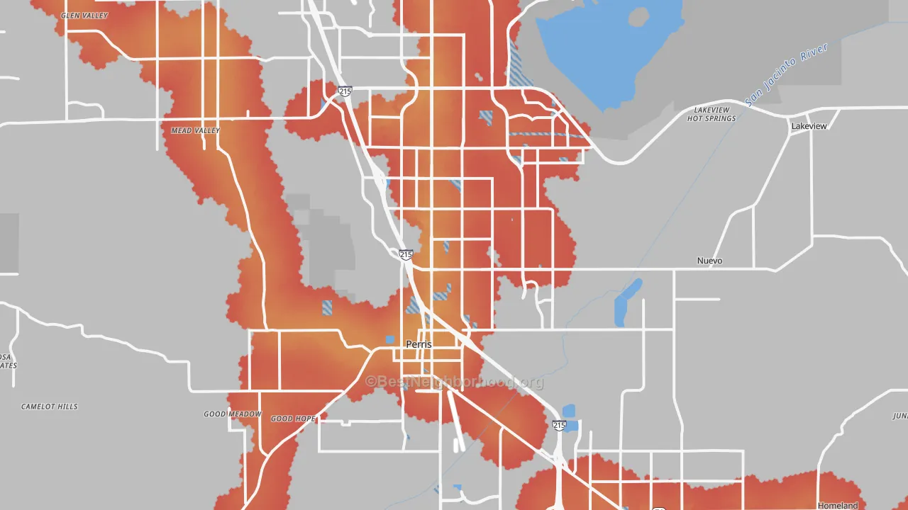 Transit Grade map of Perris, CA
