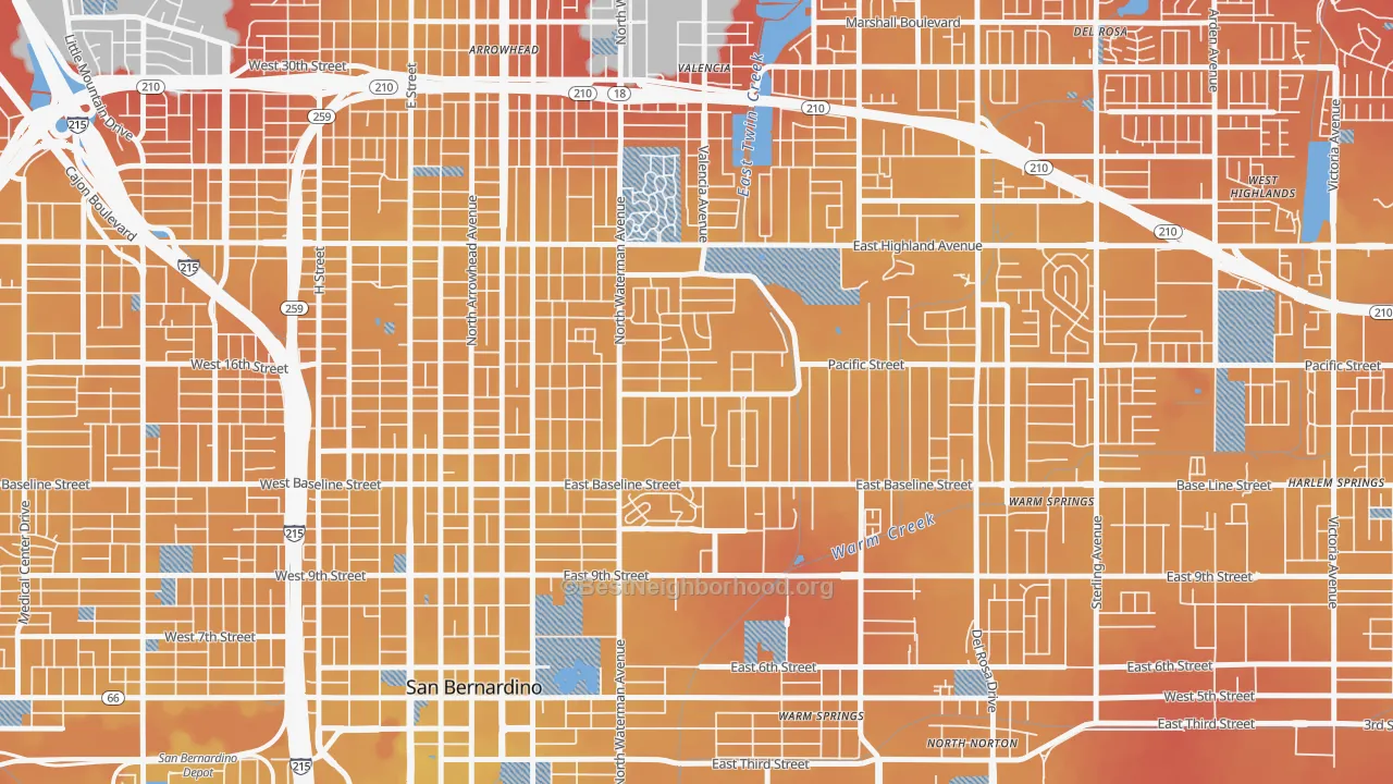 Transit Grade map of Perris Hills, San Bernardino, CA
