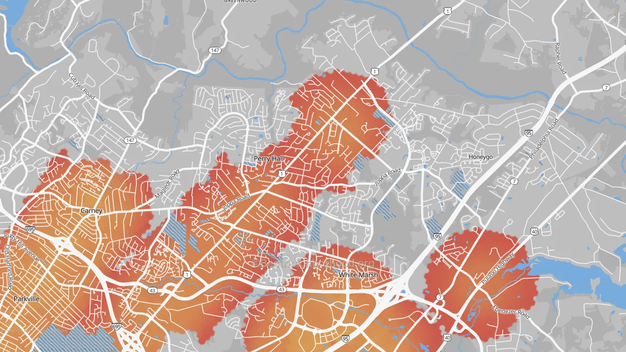 Transit Grade map of Perry Hall, MD