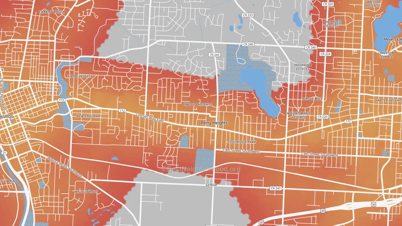 Transit Grade map of Perry Heights, OH