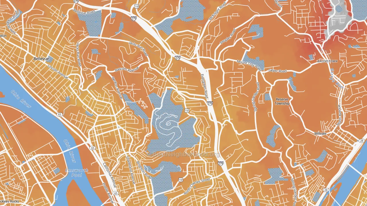 Transit Grade map of Perry North, Pittsburgh, PA