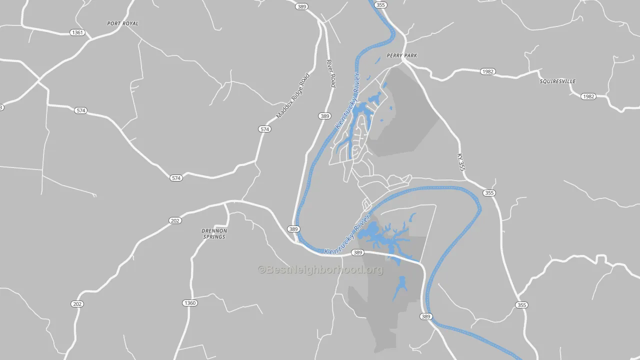 Transit Grade map of Perry Park, KY