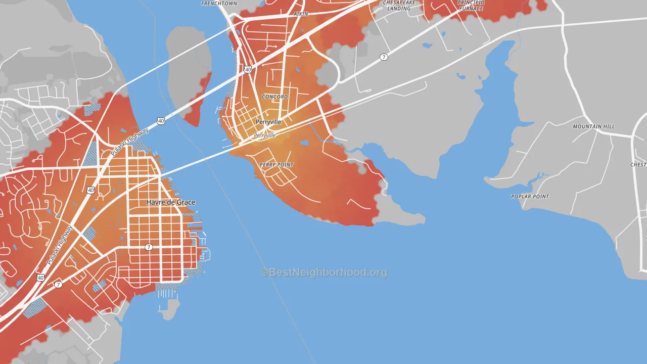 Transit Grade map of Perry Point, MD