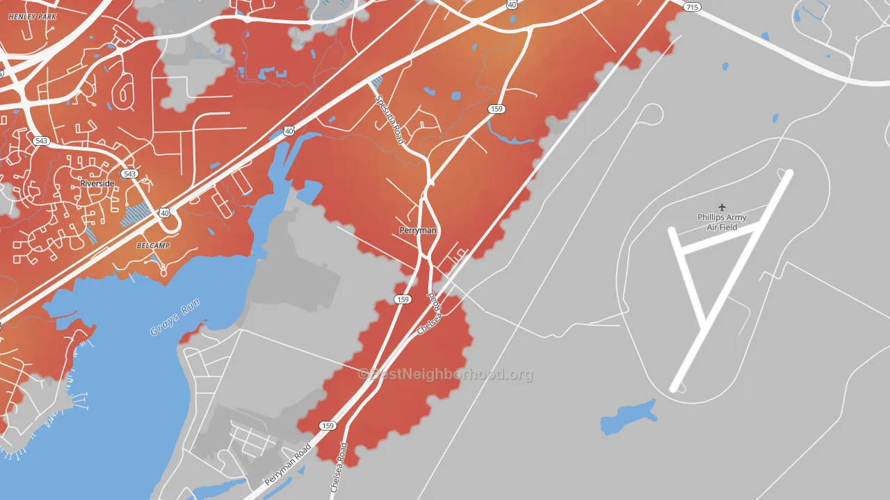 Transit Grade map of Perryman, MD