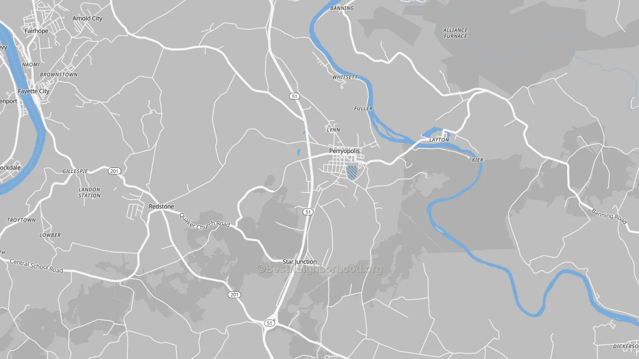 Transit Grade map of Perryopolis, PA