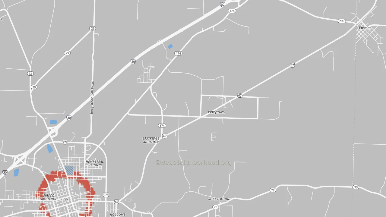 Transit Grade map of Perrytown, AR