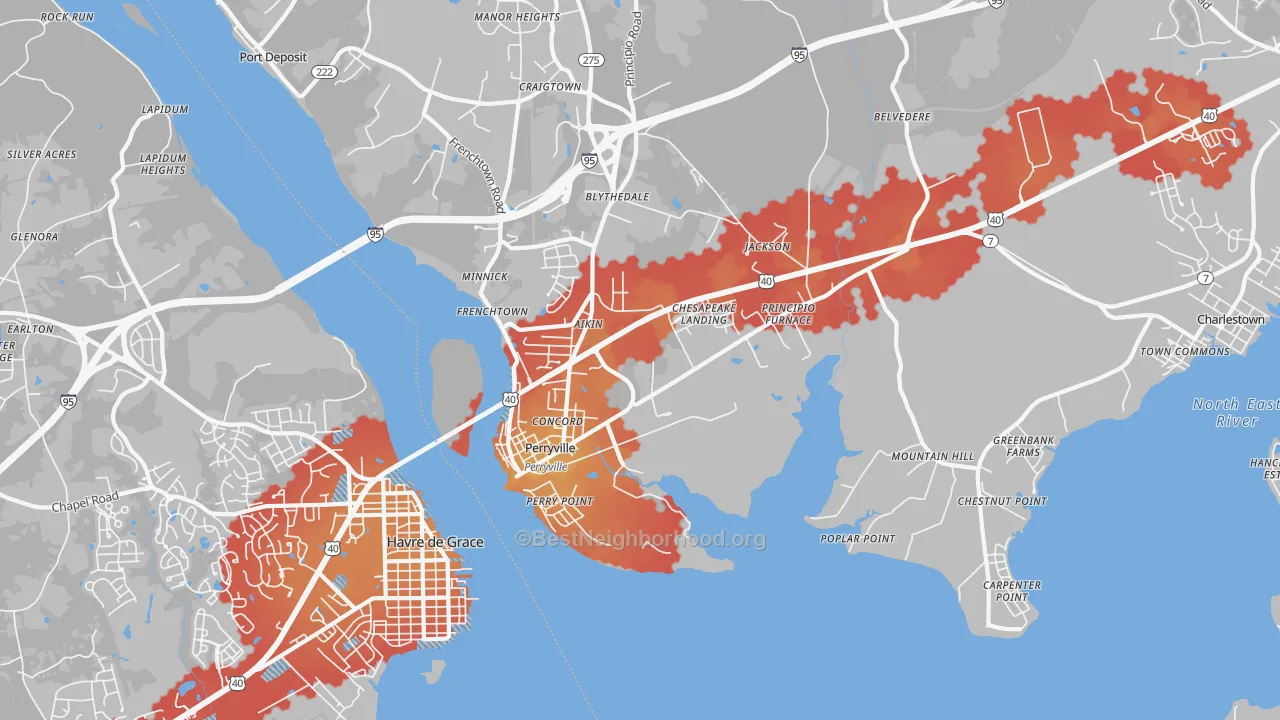 Transit Grade map of Perryville, MD