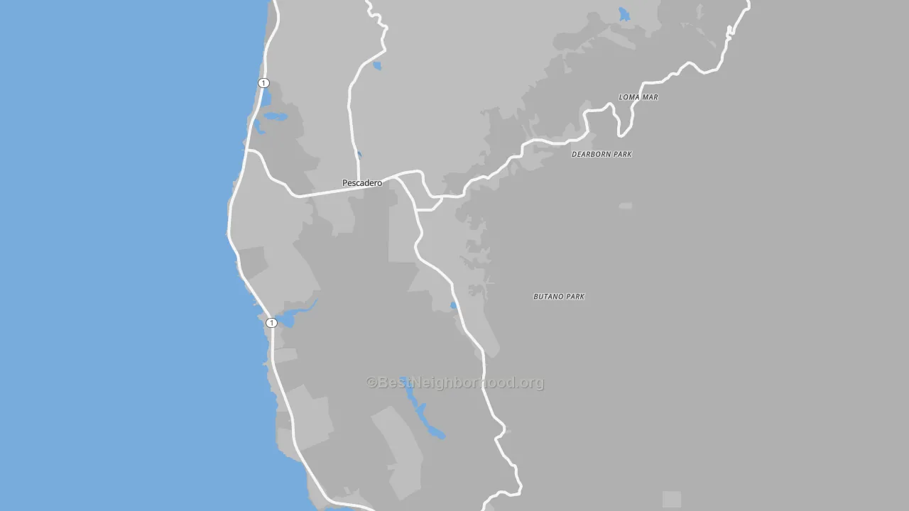 Transit Grade map of Pescadero, CA