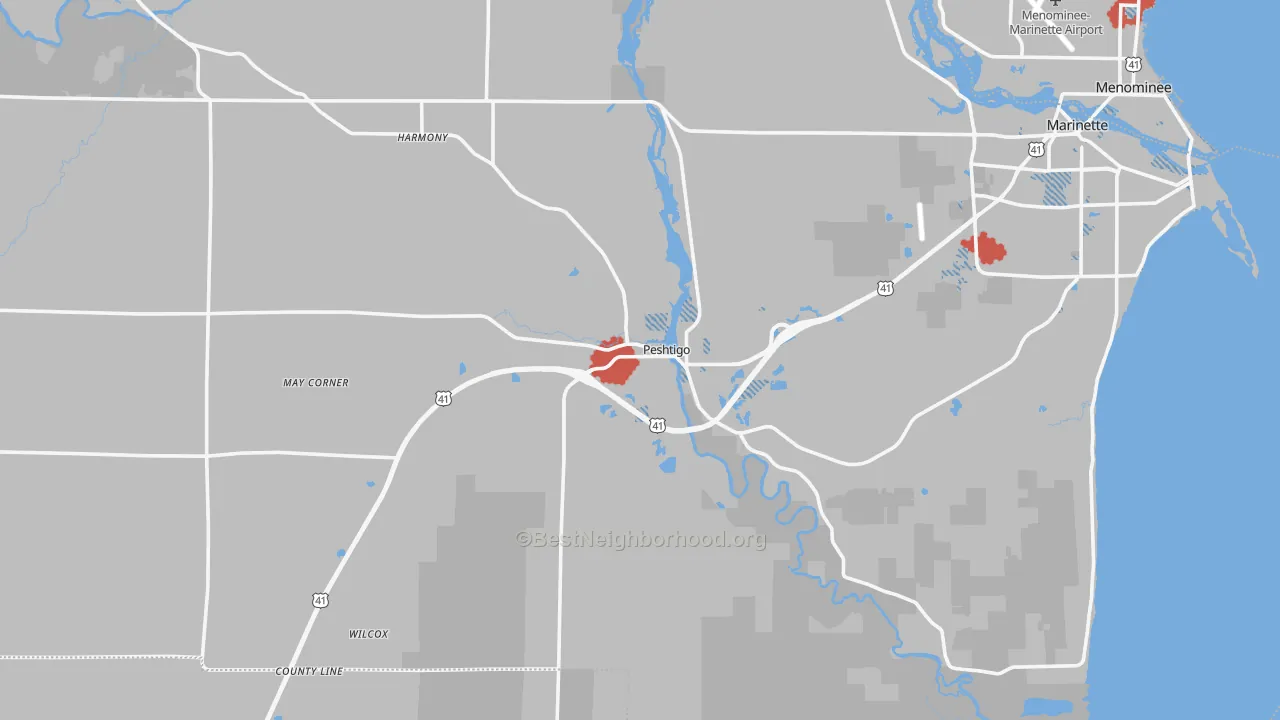 Transit Grade map of Peshtigo, WI
