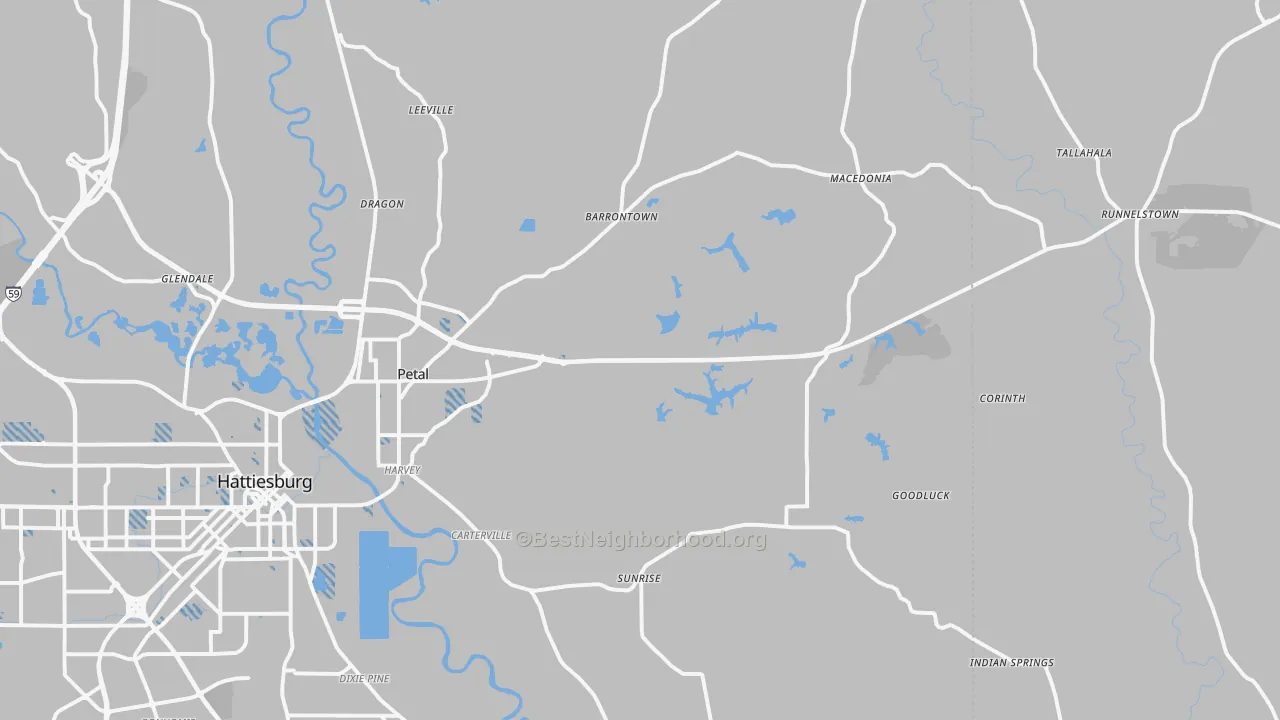 Transit Grade map of Petal, MS
