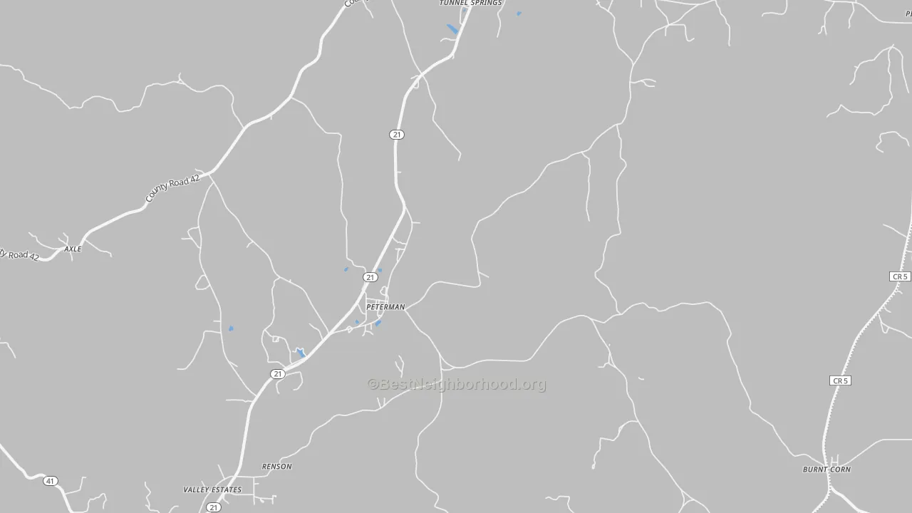 Transit Grade map of Peterman, AL