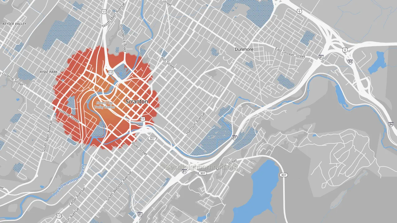 Transit Grade map of Petersburg, Scranton, PA