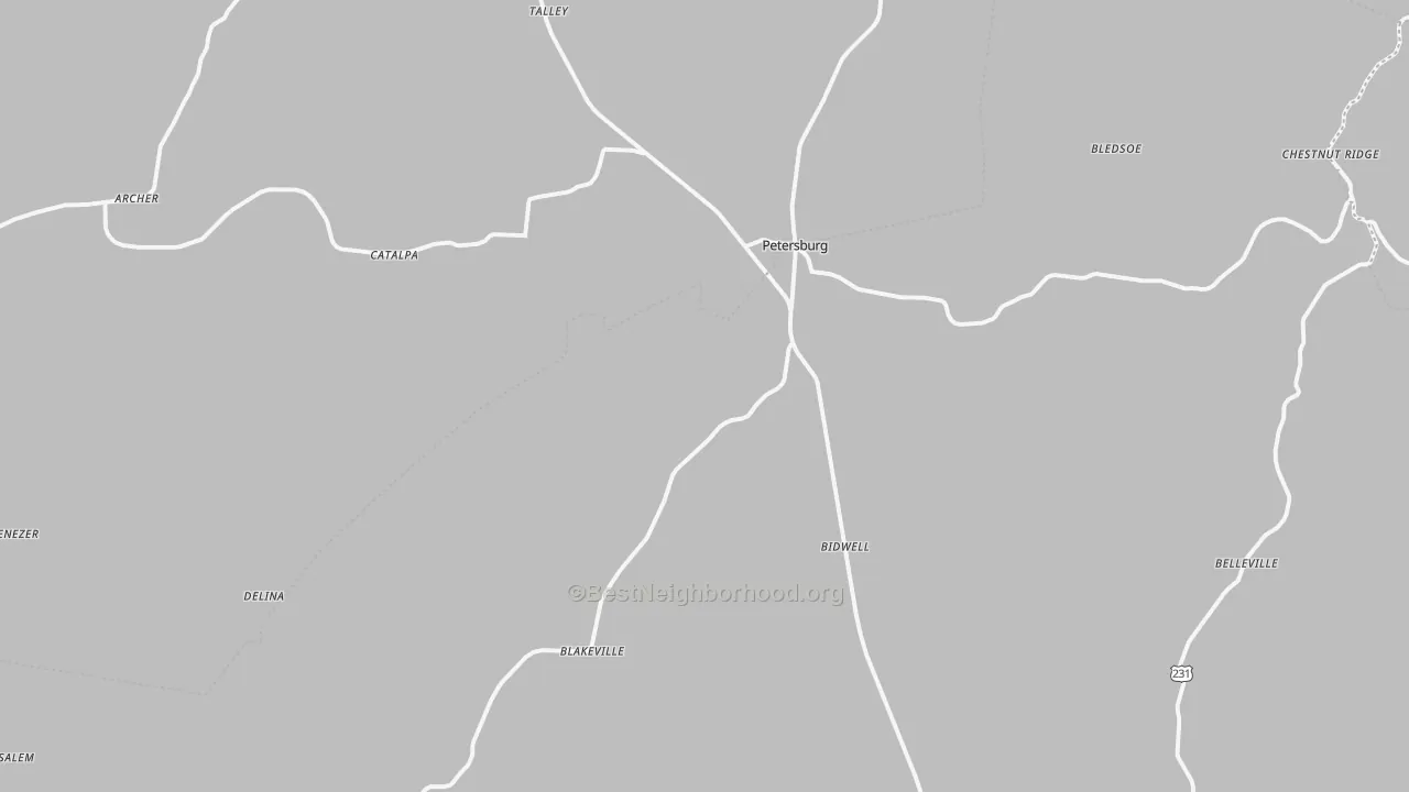 Transit Grade map of Petersburg, TN
