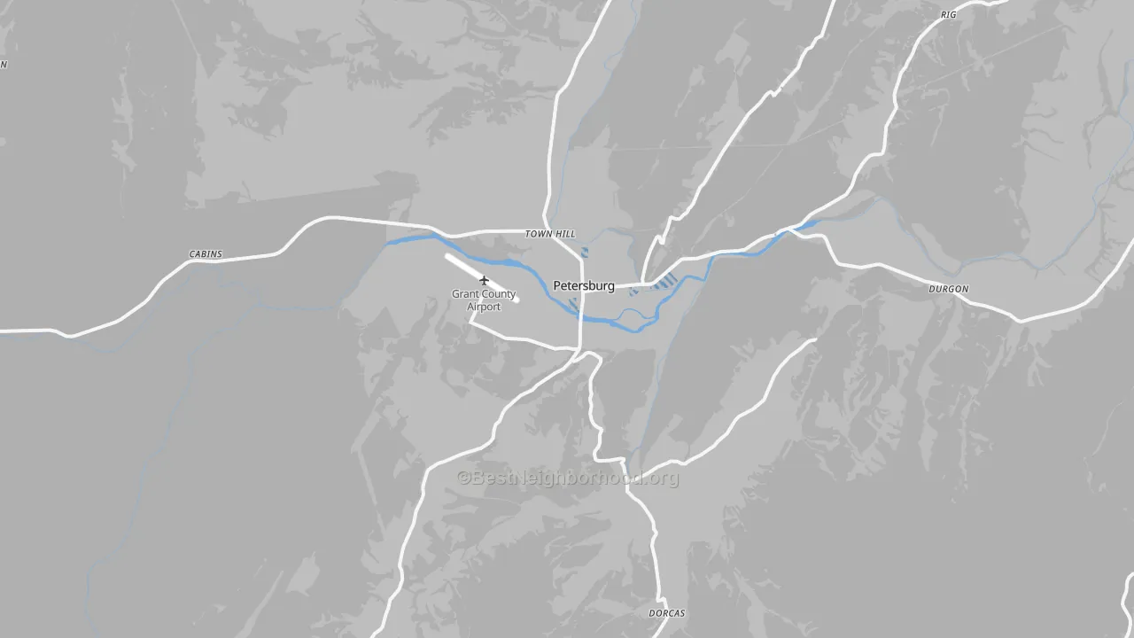 Transit Grade map of Petersburg, WV