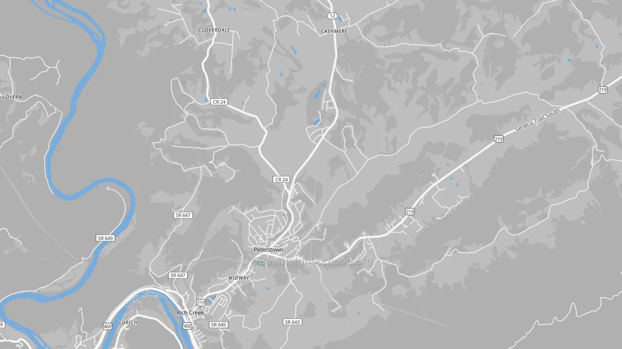 Transit Grade map of Peterstown, WV