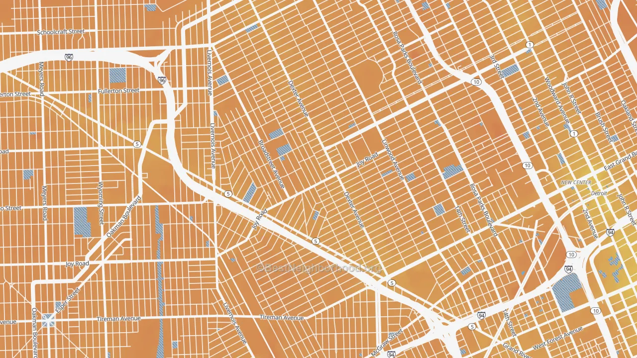 Transit Grade map of Petosky-Otsego, Detroit, MI