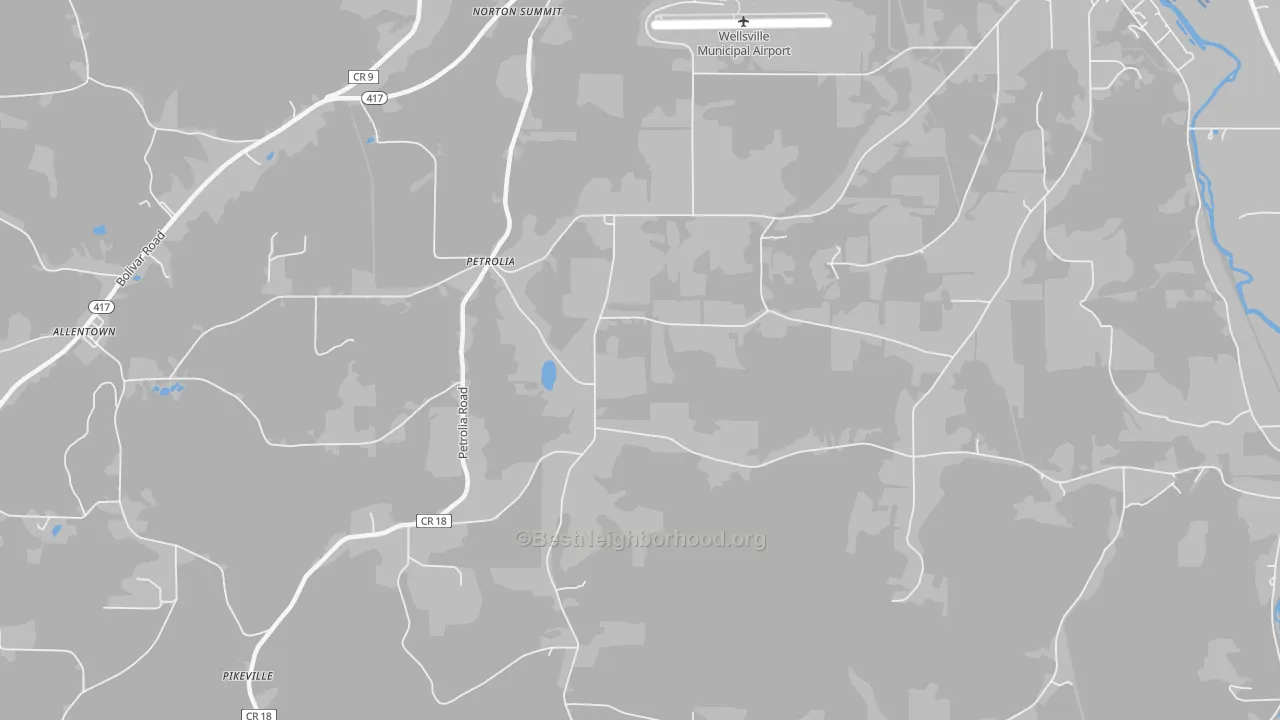 Transit Grade map of Petrolia, NY