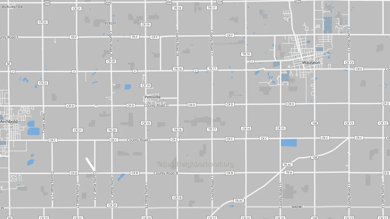 Transit Grade map of Pettisville, OH