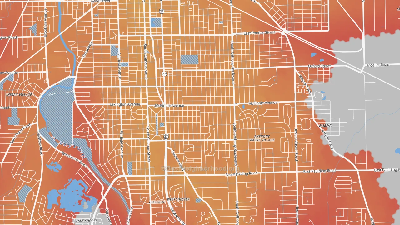 Transit Grade map of Pettit-Rudisill, Fort Wayne, IN